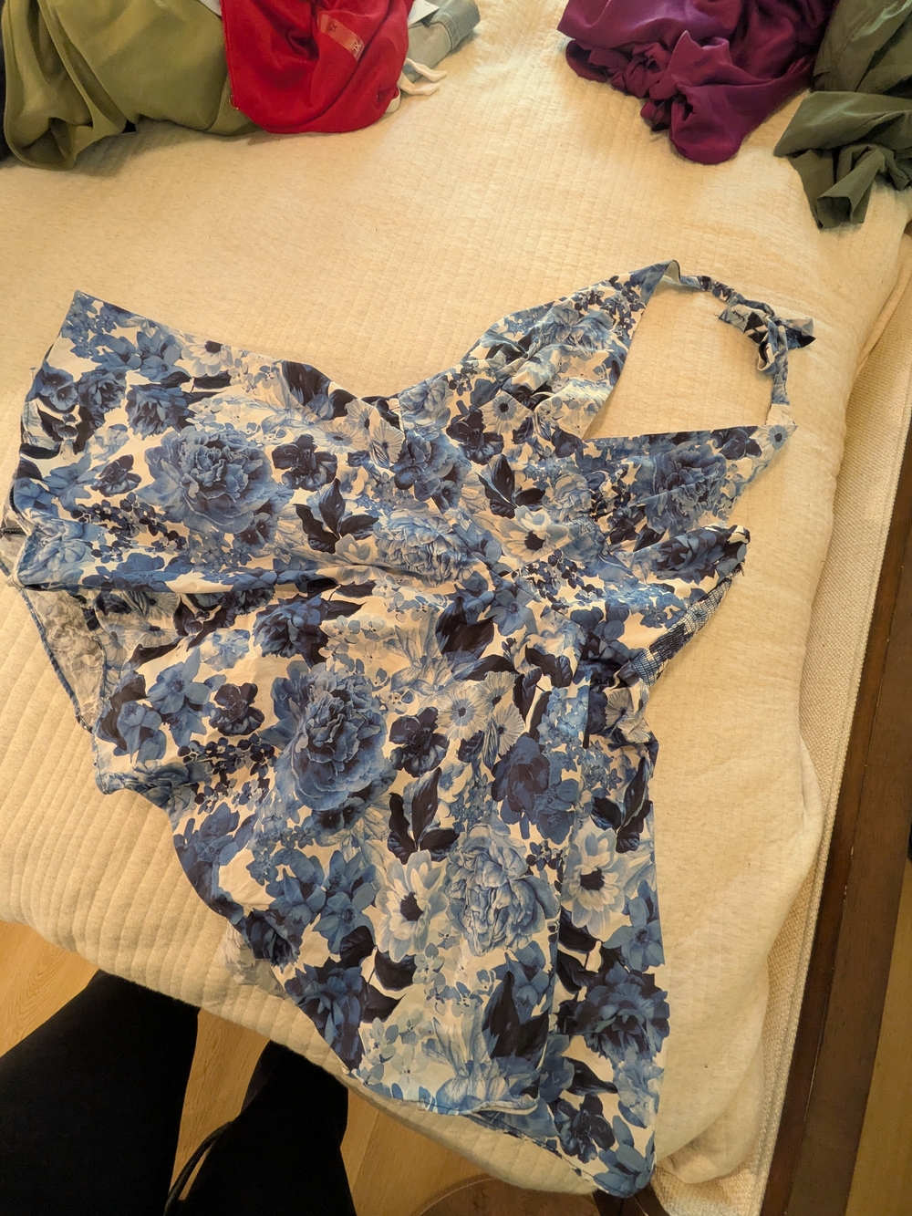 Dynamite Blue Floral Halter Skater Dress